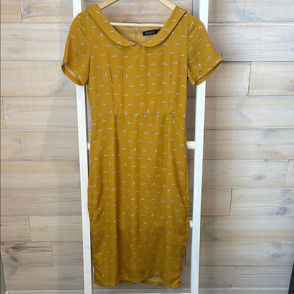 Mikarose collared raccoon print dress